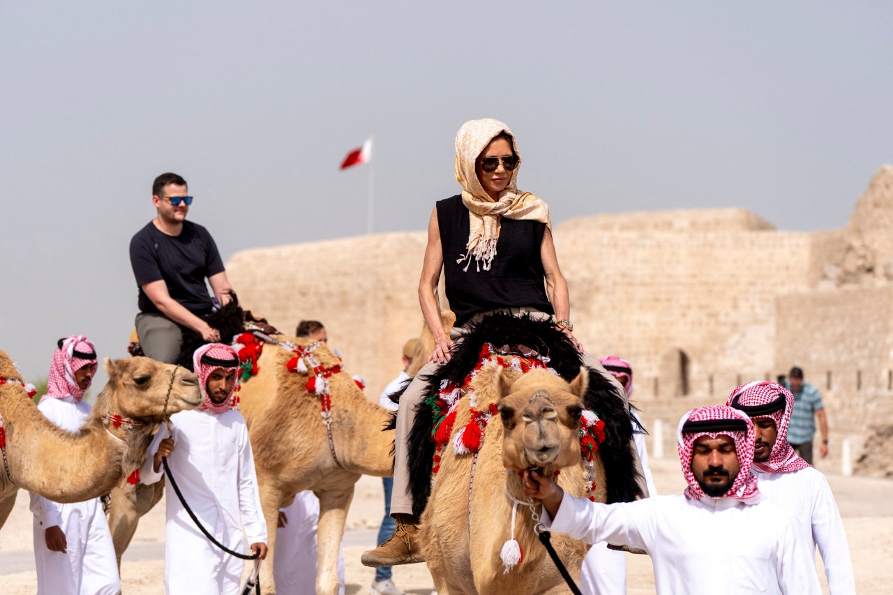 Noem rode a camel, with Josh Whitehouse, a special government employee, in Bahrain in May 2025. Noem rode a camel, with Josh Whitehouse, a special government employee, in Bahrain in May 2025.