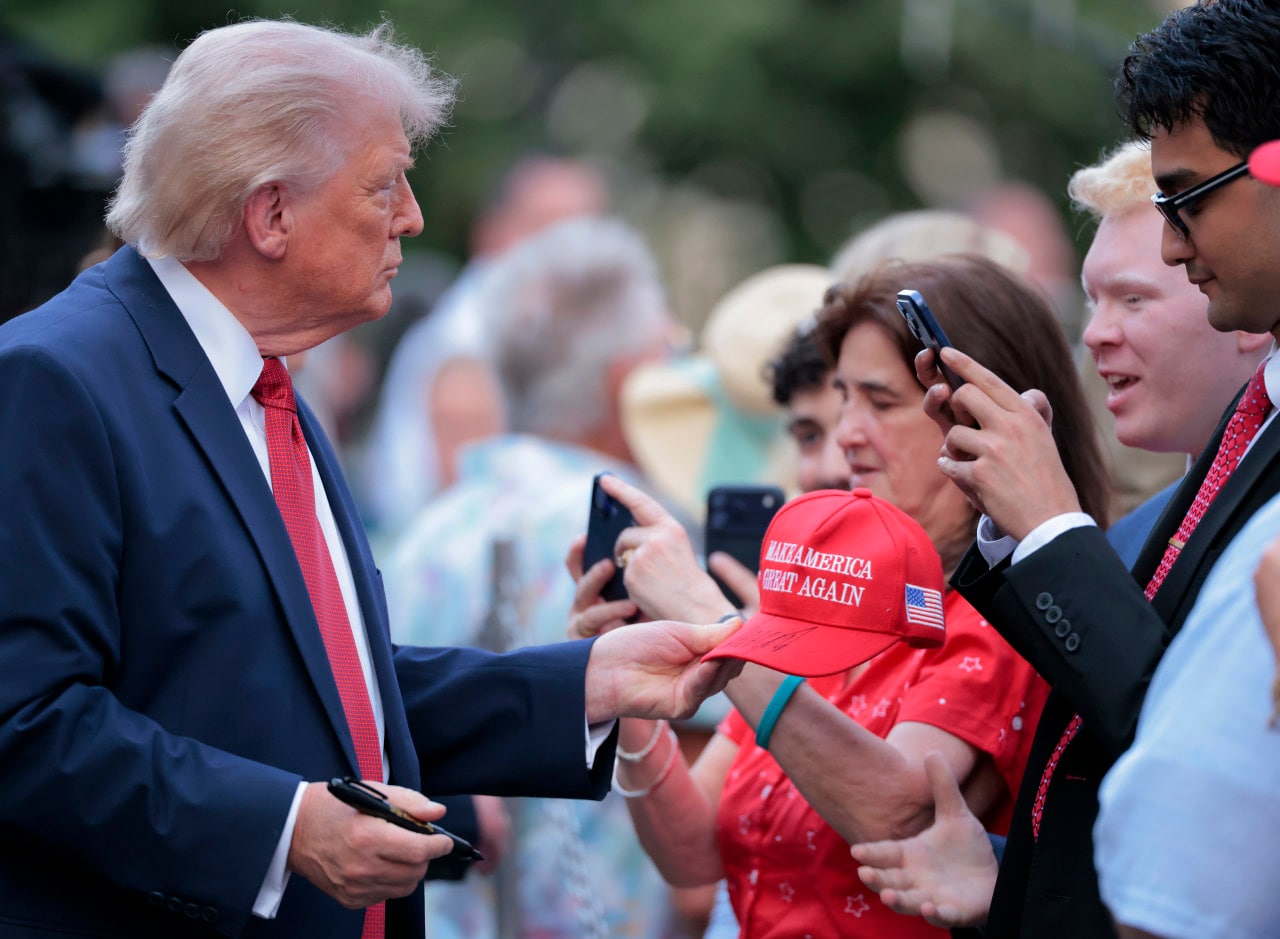President Trump at a congressional picnic on the South Lawn in 2026. President Trump at a congressional picnic on the South Lawn in 2026.