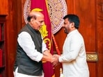 Sri Lankan President Anura Kumara Dissanayake with India defence minister Rajnath Singh