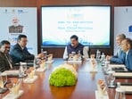 Madhya Pradesh Chief Minister Mohan Yadav meets DP World CEO Rizwan Soomar during the 'AIM Congress-2026' event, in Dubai on Tuesday.(@DrMohanYadav51 X)