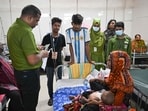 A child receives treatment for measles, at Bangladesh Shishu Hospital & Institute in Dhaka.