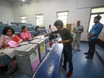 File photo of a student casting his vote during DUSU Elections. (HT Photos )