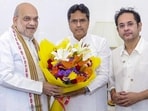 In this image posted on Sept. 4, 2026, Union Home Minister Amit Shah with Tripura Chief Minister Manik Saha, centre, during a meeting along with Tipra Motha Party founder Pradyot Bikram Manikya Debbarma, in New Delhi. (@DrManikSaha2)