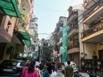 The demand for student housing that has caused several localities such as Satya Niketan near the DU south campus and Kingsway Camp near north campus, with their densely-packed, regulation-flouting housing, to become preferred addresses for students. (Sanchit Khanna/HT Photo)