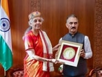 Union Finance Minister Nirmala Sitharaman during a meeting with Himachal Pradesh Chief Minister Sukhvinder Singh Sukhu. (PTI)
