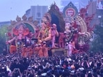 On Tuesday, two people in the procession—Santosh Jaiswal, 28, and Rohit Jaiswal, 25—fainted upon seeing the idol topple at 6:45 pm