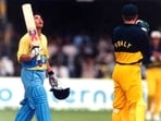 Sachin Tendulkar during his maiden ODI ton. Sachin Tendulkar during his maiden ODI ton.