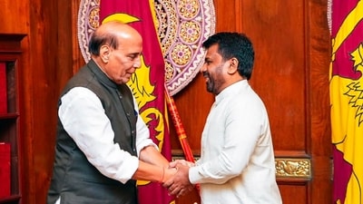 Sri Lankan President Anura Kumara Dissanayake with India defence minister Rajnath Singh Sri Lankan President Anura Kumara Dissanayake with India defence minister Rajnath Singh