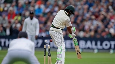 Pakistan's Babar Azam gets bowled out by England's Josh Tongue (Action Images via Reuters)