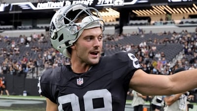 Brock Bowers recently underwent a meniscus trim, putting his availability for Sunday's game in doubt. (Getty Images via AFP) Brock Bowers recently underwent a meniscus trim, putting his availability for Sunday's game in doubt. (Getty Images via AFP)