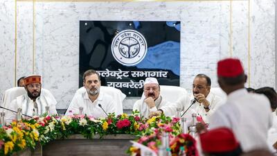 Rahul Gandhi, leader of Opposition in the Lok Sabha, at a meeting in his constituency Rae Bareli on Wednesday. (ANI PHOTO) Rahul Gandhi, leader of Opposition in the Lok Sabha, at a meeting in his constituency Rae Bareli on Wednesday. (ANI PHOTO)