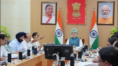 Senior officials and ministers Ashish Sood, Manjinder Sirsa and Pankaj Singh also took part in the meeting. (HT Photo) Senior officials and ministers Ashish Sood, Manjinder Sirsa and Pankaj Singh also took part in the meeting. (HT Photo)