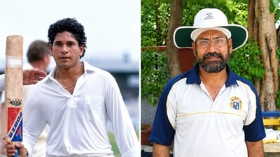 Sachin Tendulkar during the Manchester Test and Gursharan Singh Sachin Tendulkar during the Manchester Test and Gursharan Singh