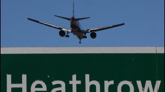 A passenger plane makes its landing approach to Heathrow Airport in London, Britain, September 9, 2026. (REUTERS)