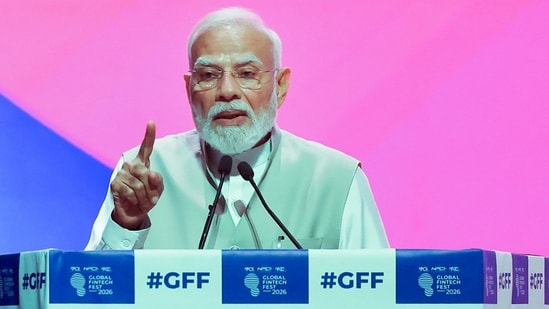 Prime Minister Narendra Modi addresses the inauguration of the Global Fintech Fest (GFF) 2026 in Mumbai.