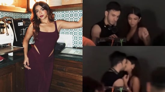 Apoorva Mukhija kisses rumoured boyfriend Amin Jaz in viral video.