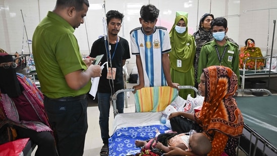 A child receives treatment for measles, at Bangladesh Shishu Hospital & Institute in Dhaka.