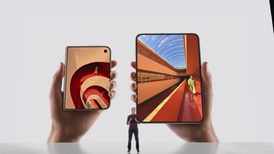 Apple unveils its first ever foldable phone, iPhone Duo at Apple Park. (Apple)