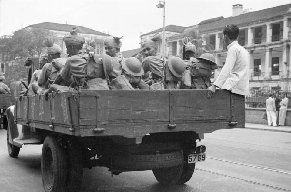 British Indian Army troops are transported to the front line in Hong Kong in December 1941. (Wikimedia Commons) British Indian Army troops are transported to the front line in Hong Kong in December 1941. (Wikimedia Commons)