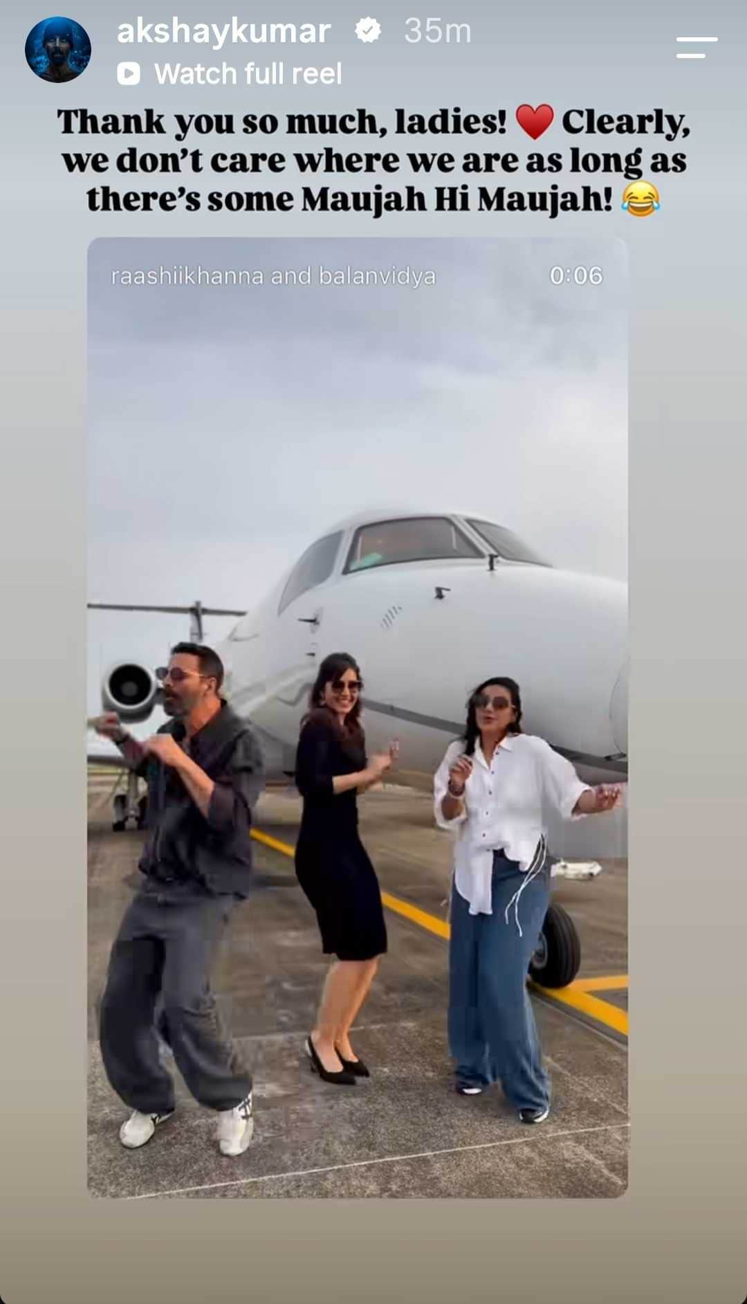 A grab of Akshay's Insta story. A grab of Akshay's Insta story.