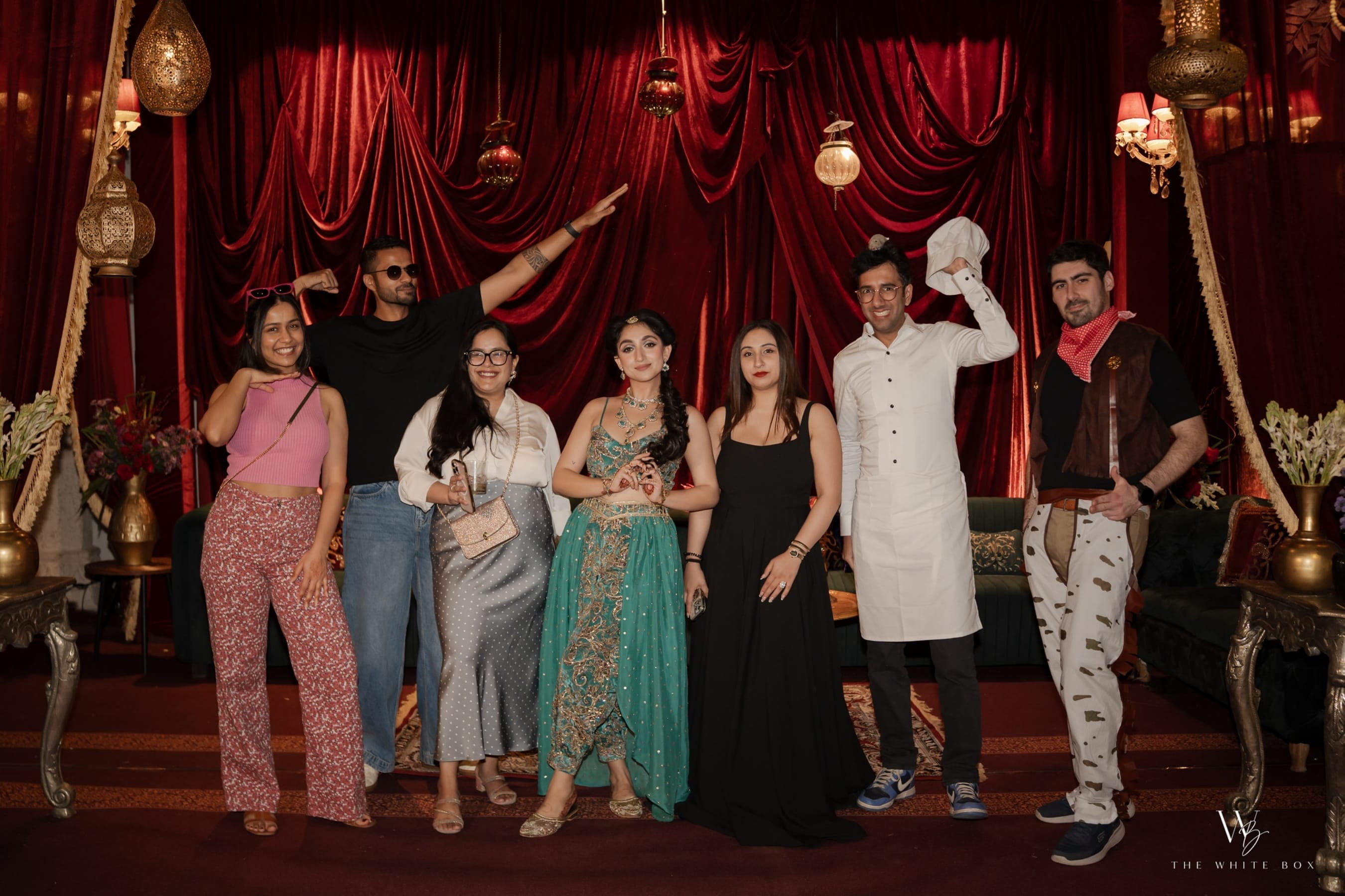 Sanjeeta Bhattacharya and Raag Sethi turned their sangeet into a pop-culture celebration, with playful costumes and live music. (The White Box )