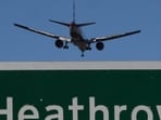 A passenger plane makes its landing approach to Heathrow Airport in London, Britain, September 9, 2026. (REUTERS)