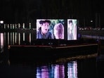 A view of a floating cinema on the waters of Dal Lake, in Srinagar on Wednesday. (ANI)