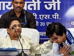 Bahujan Samaj Party chief Mayawati with her nephew Akash Anand. (ANI/File)