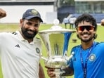 Chennai: East Zone's captain Ishan Kishan, right, and Mohammed Shami pose with the trophy after winning the Duleep Trophy 2026-27, in Chennai, Tamil Nadu, Thursday, Sept. 10, 2026. East Zone translated their complete dominance over the last 12 sessions into a Duleep Trophy victory after 13 years, overwhelming South Zone on the basis of a massive first innings lead on the fifth and final day of the final on Thursday. (PTI Photo/R Senthilkumar) (PTI09_10_2026_000171A) (PTI)