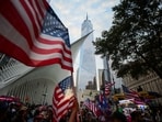 Protesters demonstrate against New York Mayor Zohran Mamdani's attendance at the upcoming 25th anniversary commemoration of the September 11 terrorist attacks in New York, Sept. 9, 2026. 