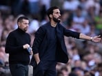 Fulham manager Alvaro Arbeloa reacts during the match
