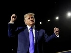 U.S. President Donald Trump gestures before leaving the Republican National Midterm Convention in Dallas, Texas.