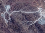 A satellite view shows tunnel entrances at Pickaxe Mountain, of the Natanz nuclear facility, near Natanz, Iran, June 30, 2026. 