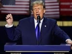 US President Donald Trump speaks on stage on the first day of the 2026 Republican National Convention at the American Airlines Center on September 09, 2026 in Dallas, Texas. 