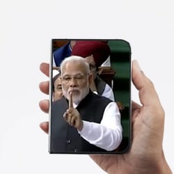 At the end, as the phone folds again, Modi is heard saying, “seena chauda ho gaya, waah (my chest swelled with pride. Wow!)”.