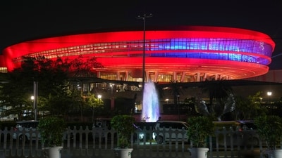Gram it: Bharat Mandapam is illuminated as Delhi gets ready to host the BRICS Summit 2026. This venue, along with other parts of the city are glowing with decorative lights ahead of the three-day Summit, scheduled from September 11 to 13. (Photo: Salman Ali/PTI) Gram it: Bharat Mandapam is illuminated as Delhi gets ready to host the BRICS Summit 2026. This venue, along with other parts of the city are glowing with decorative lights ahead of the three-day Summit, scheduled from September 11 to 13. (Photo: Salman Ali/PTI)