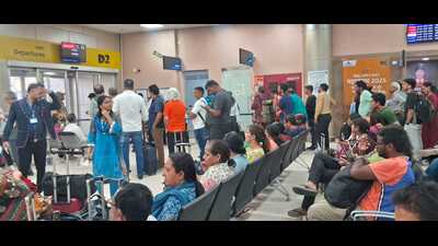 Passengers at Prayagraj airport. (HT FILE PHOTO)