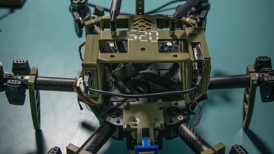 A drone made by the defense technology company Swarmer. A drone made by the defense technology company Swarmer.