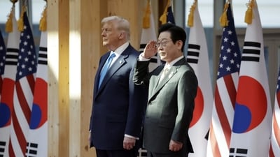 President Trump with South Korean President Lee Jae Myung in South Korea last year.