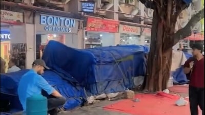 A glimpse of the closed street-side stalls at Janpath market, as recorded by Riddhi Arora and Ria Kumar on Wednesday afternoon. (Photo: Instagram) A glimpse of the closed street-side stalls at Janpath market, as recorded by Riddhi Arora and Ria Kumar on Wednesday afternoon. (Photo: Instagram)