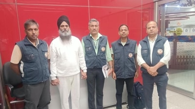 Harnek Singh was deported from the United States and apprehended by CBI officials after he arrived at Indira Gandhi International Airport in New Delhi. (HT) Harnek Singh was deported from the United States and apprehended by CBI officials after he arrived at Indira Gandhi International Airport in New Delhi. (HT)