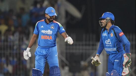 File image of Afghanistan's wicketkeeper Rahmanullah Gurbaz (R) and Indian captain Shreyas Iyer during the third ODI against Afghanistan, in Chennai, Tamil Nadu. (PTI)