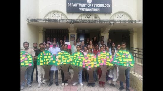 The “Tree of Hope” activity saw students write messages on leaves about what makes life beautiful and worth living (HT File Photo)