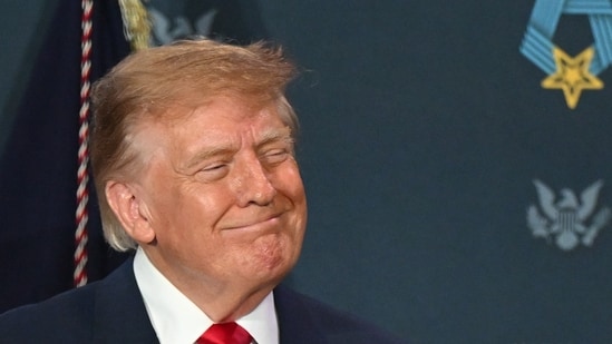 President Donald Trump arrives at the National Medal of Honor Museum, Thursday, Sept. 10. 