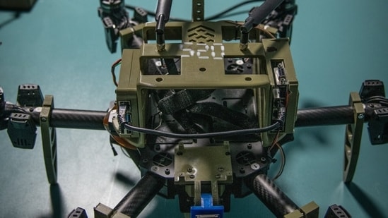 A drone made by the defense technology company Swarmer.