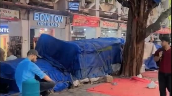 A glimpse of the closed street-side stalls at Janpath market, as recorded by Riddhi Arora and Ria Kumar on Wednesday afternoon.  