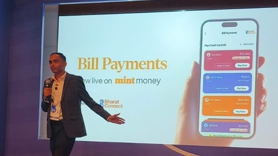 Puneet Jain, CEO of Hindustan Times Digital, introduces the bill payments feature in the Mint Money app. (HT)