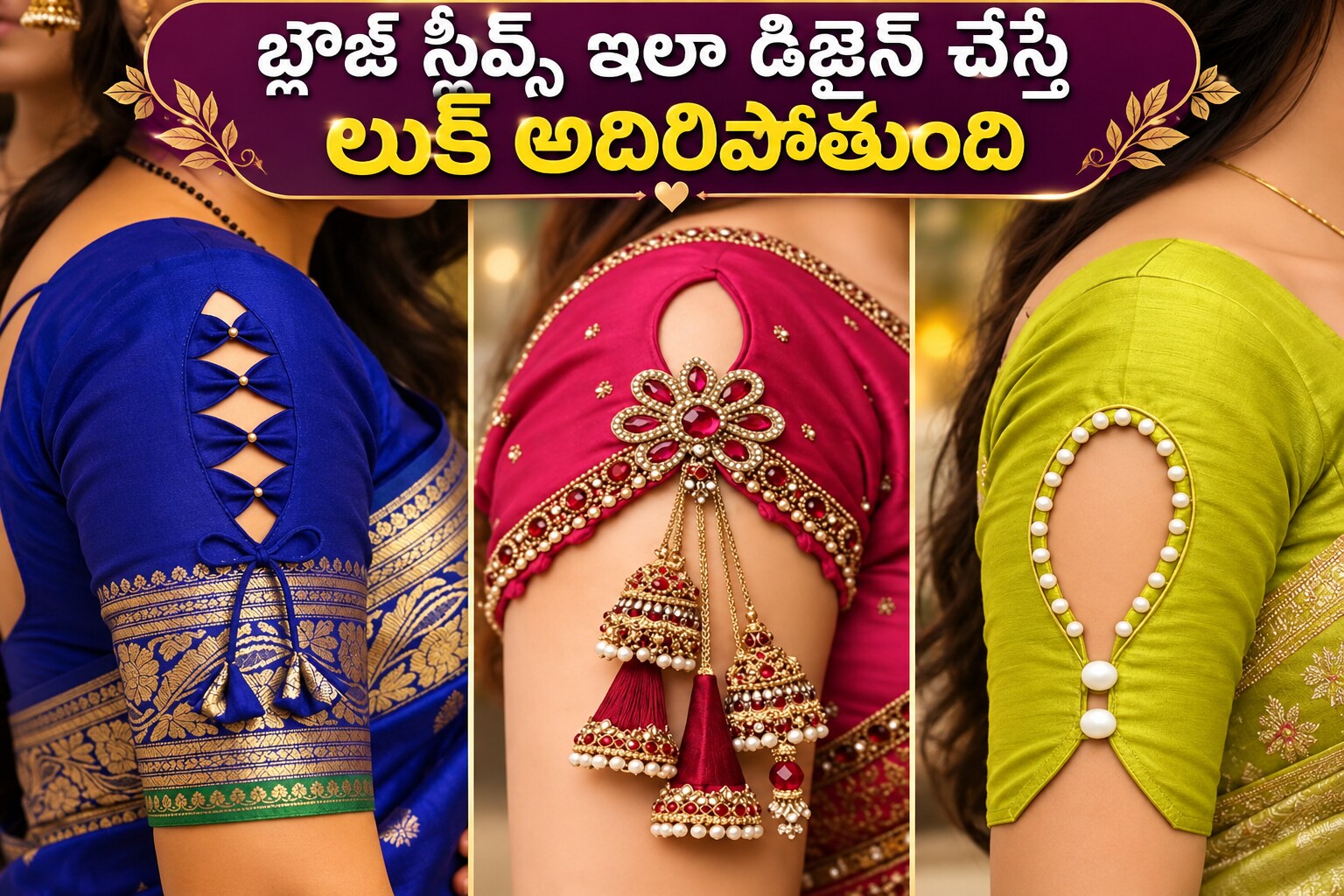 <p>బ్లౌజ్ స్లీవ్స్ యొక్క స్టైలిష్ డిజైన్లు - ఈ రోజుల్లో డిజైనర్ బ్లౌజ్ స్లీవ్స్ యొక్క ధోరణి ఉంది. ఇప్పుడు నెక్లైన్ మాత్రమే కాదు, మహిళలు బ్లౌజ్ వైపు ఫ్యాన్సీ డిజైన్లను కూడా ఇష్టపడతారు. డిజైనర్ స్లీవ్స్ యొక్క నమూనాలు ఈ రోజుల్లో ట్రెండ్లో ఉన్నాయి. రోజువారీ జాకెట్టు లేదా ప్రయాణం కోసం, స్లీవ్స్పై ఈ నమూనాలు చాలా బాగుంటాయి. ఇప్పుడు అధునాతన స్లీవ్ డిజైన్లను కనుగొనడం విషయానికొస్తే, మీరు సేవ్ చేయగల కొన్ని నమూనాలను ఇక్కడ మేము మీ కోసం తీసుకువచ్చాము. తదుపరిసారి మీరు జాకెట్టును కుట్టడానికి వెళ్ళినప్పుడు, అవి ఉపయోగపడతాయి. (అన్ని చిత్రాలు క్రెడిట్ - పింటరెస్ట్)</p> <p>బ్లౌజ్ స్లీవ్స్ యొక్క స్టైలిష్ డిజైన్లు - ఈ రోజుల్లో డిజైనర్ బ్లౌజ్ స్లీవ్స్ యొక్క ధోరణి ఉంది. ఇప్పుడు నెక్లైన్ మాత్రమే కాదు, మహిళలు బ్లౌజ్ వైపు ఫ్యాన్సీ డిజైన్లను కూడా ఇష్టపడతారు. డిజైనర్ స్లీవ్స్ యొక్క నమూనాలు ఈ రోజుల్లో ట్రెండ్లో ఉన్నాయి. రోజువారీ జాకెట్టు లేదా ప్రయాణం కోసం, స్లీవ్స్పై ఈ నమూనాలు చాలా బాగుంటాయి. ఇప్పుడు అధునాతన స్లీవ్ డిజైన్లను కనుగొనడం విషయానికొస్తే, మీరు సేవ్ చేయగల కొన్ని నమూనాలను ఇక్కడ మేము మీ కోసం తీసుకువచ్చాము. తదుపరిసారి మీరు జాకెట్టును కుట్టడానికి వెళ్ళినప్పుడు, అవి ఉపయోగపడతాయి. (అన్ని చిత్రాలు క్రెడిట్ - పింటరెస్ట్)</p>
