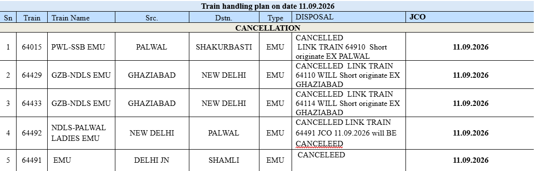 Cancellation on September 11 Cancellation on September 11