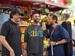 Haiwaan box office collection day 2: Priyadarshan with Akshay Kumar and Saif Ali Khan on Haiwaan shoot.